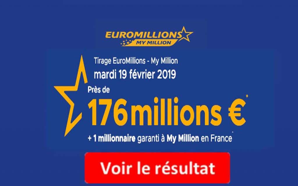 Fdj Resultat Euromillions My Millions Mardi 19 Fevrier 2019 En Ligne