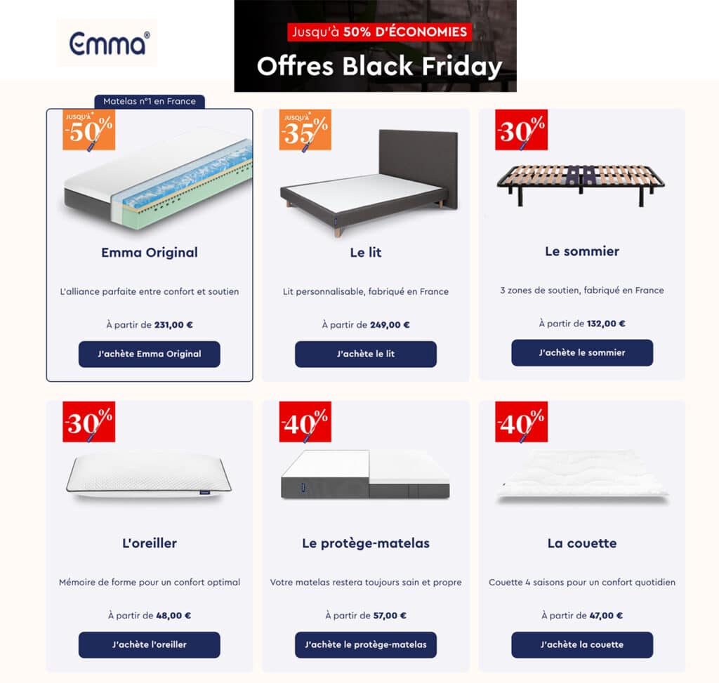 Black Friday Emma Matelas promo