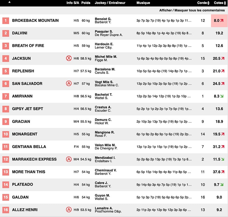 Pronostic Quinté Deauville 24 Novembre 2020 Les partants