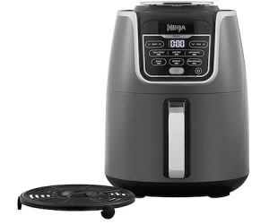 NINJA Air Fryer MAX Familiale, 5,2L, 6-en-1 Digitale Sans Huile, Air Fry, Max Crisp, Rôtir, Cuire, Déshydrate, Cuisine avec des Surgelés, Panier Antiadhésif va au lave-vaisselle, Gris/Noir, AF160EU